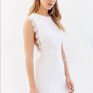 White Lace Panel Back Dress